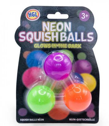 Neon squishballs glow in the dark